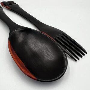 Abstract Hand Carved Rosewood Salad spoons, Impressive African Art