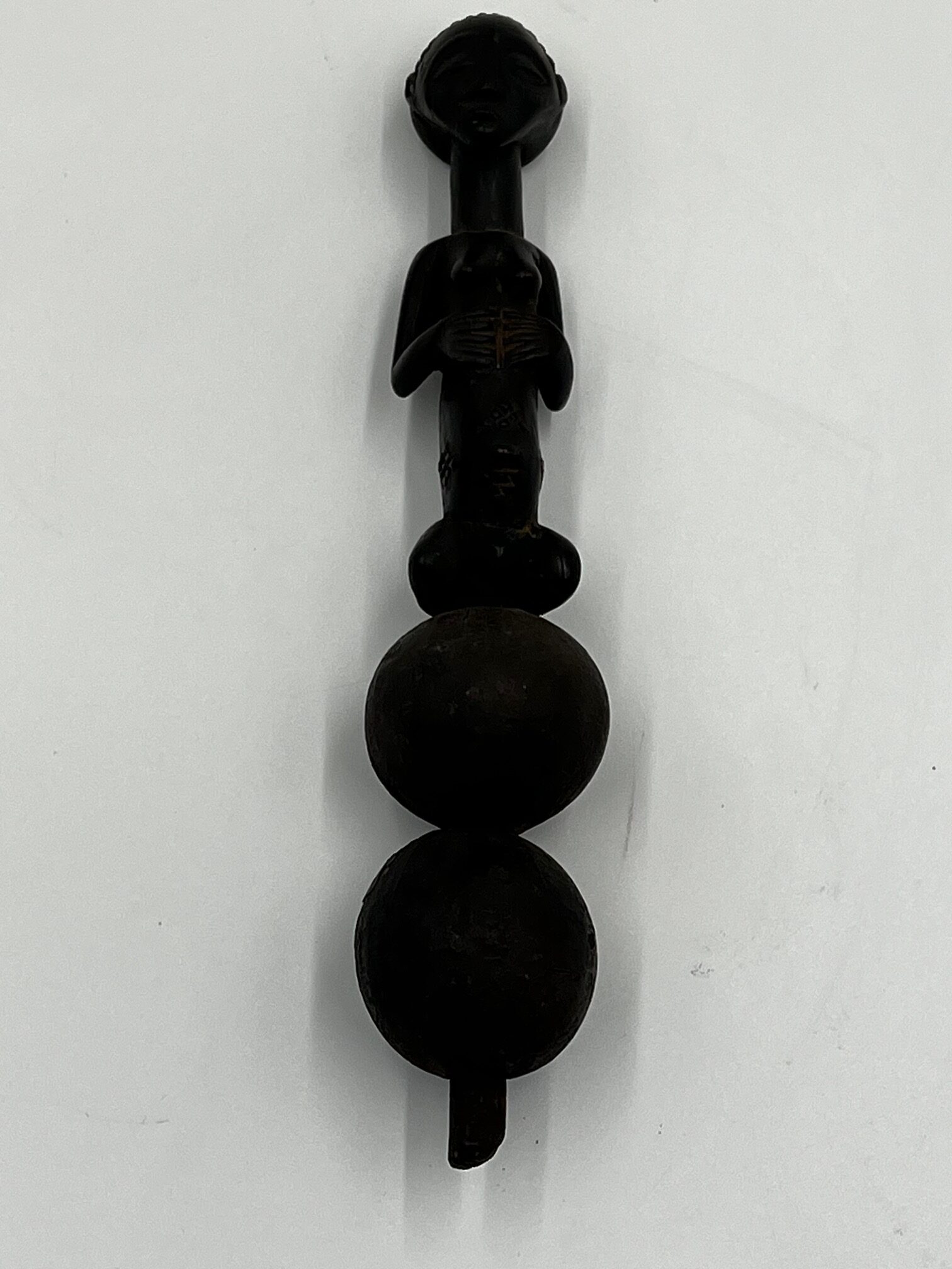 African Antique Figurative Tripod Rattle/Shekesheke, Luba Fine Art