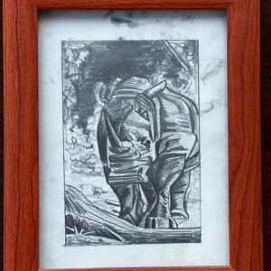 Abstract Art, Black And White Rhinoceros Pencil Drawing Tanzania Big Five