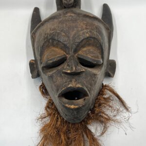 African Vintage Wooden Hand Carved Kerewe Traditional Mask, Fine Rare Art