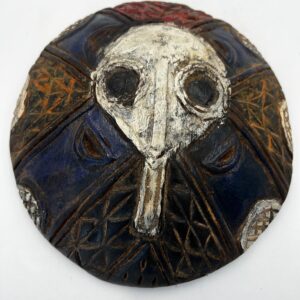 African Vintage Hand Carved Tribal Teke Mask, Rare Fine Art