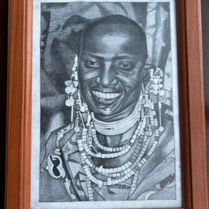 Impressive Pencil Drawing, Black And White Maasai Woman Fine Art