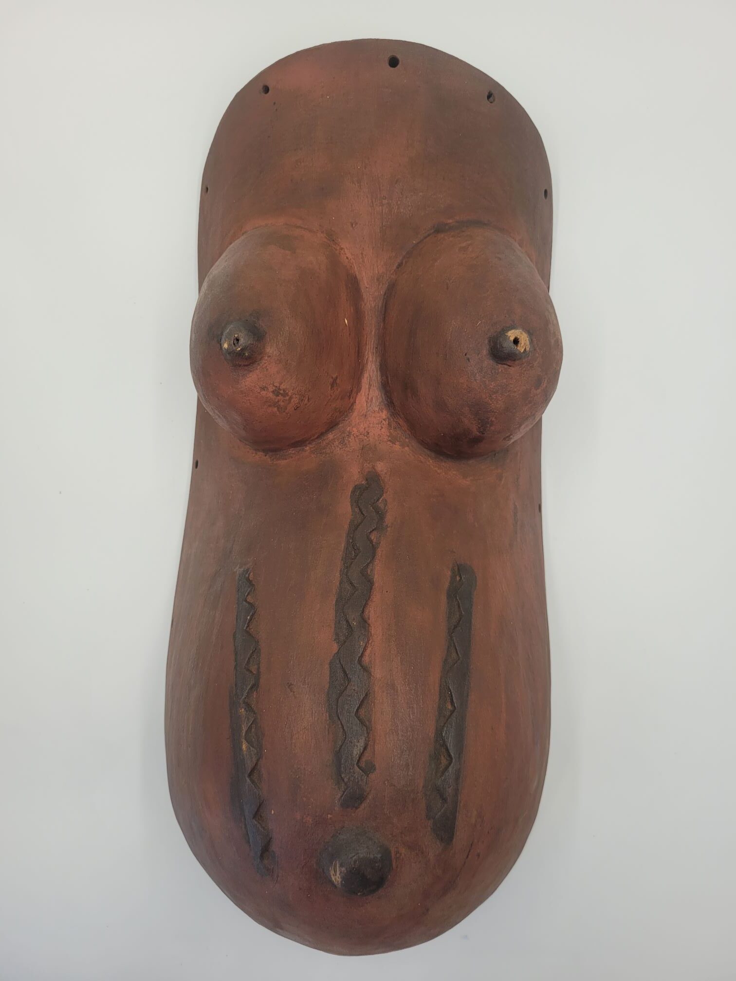 Traditional African Makonde Fertility Belly Mask, Fine Artwork