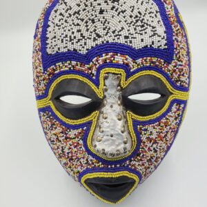 Abstract Art, African Hand Carved Traditional Congo Beaded Mask