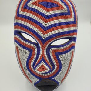 African Artwork, Hand Carved Beaded Luba Traditional Mask