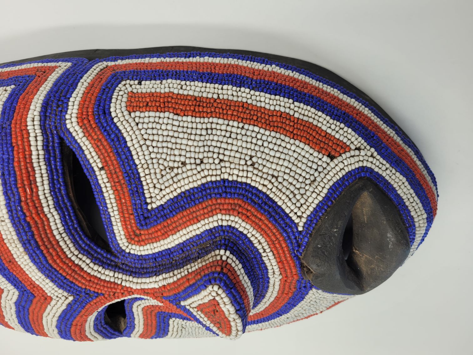 African Artwork, Hand Carved Beaded Luba Traditional Mask - Image 5