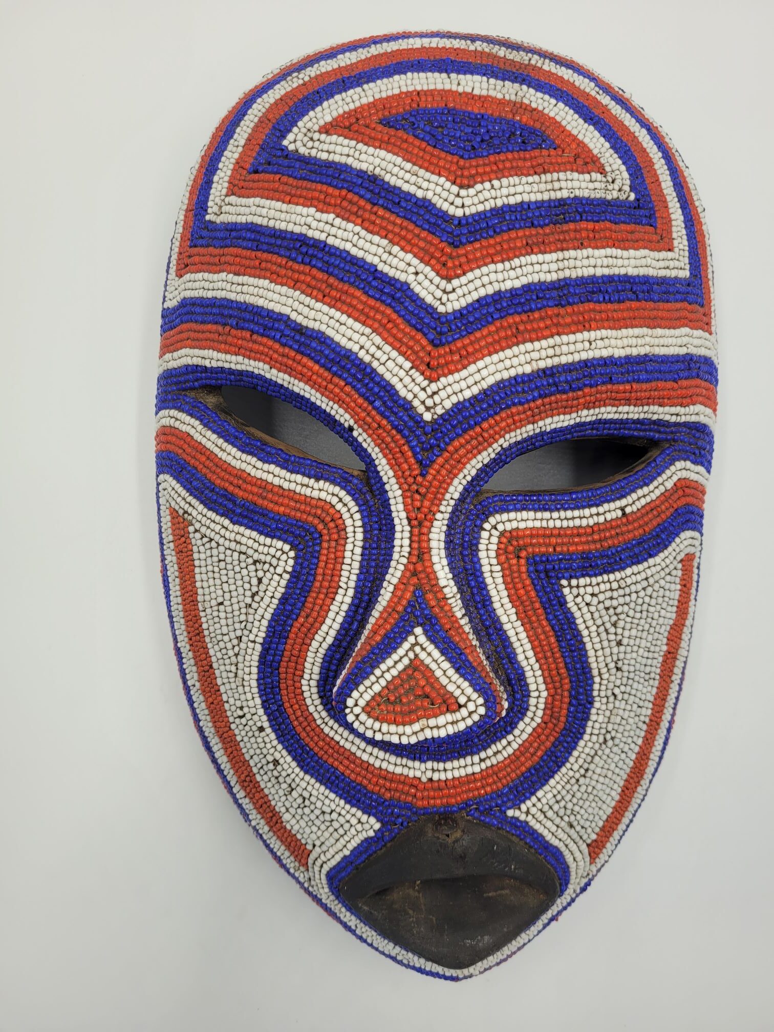 African Artwork, Hand Carved Beaded Luba Traditional Mask - Image 10