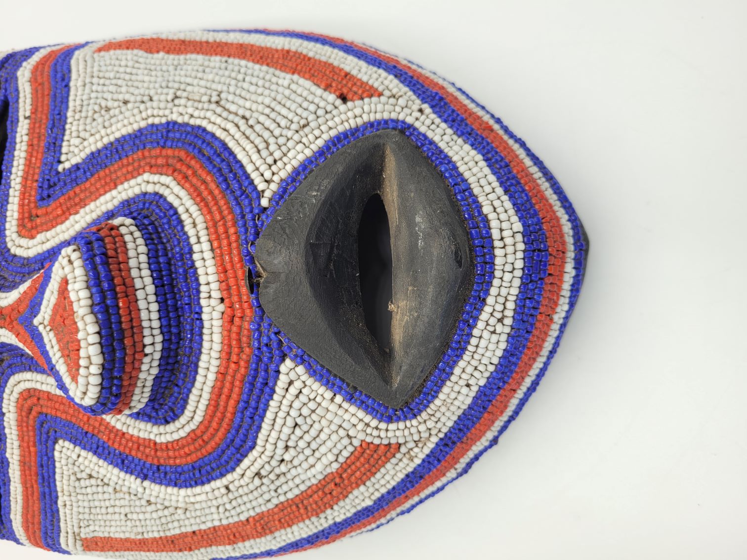 African Artwork, Hand Carved Beaded Luba Traditional Mask - Image 7