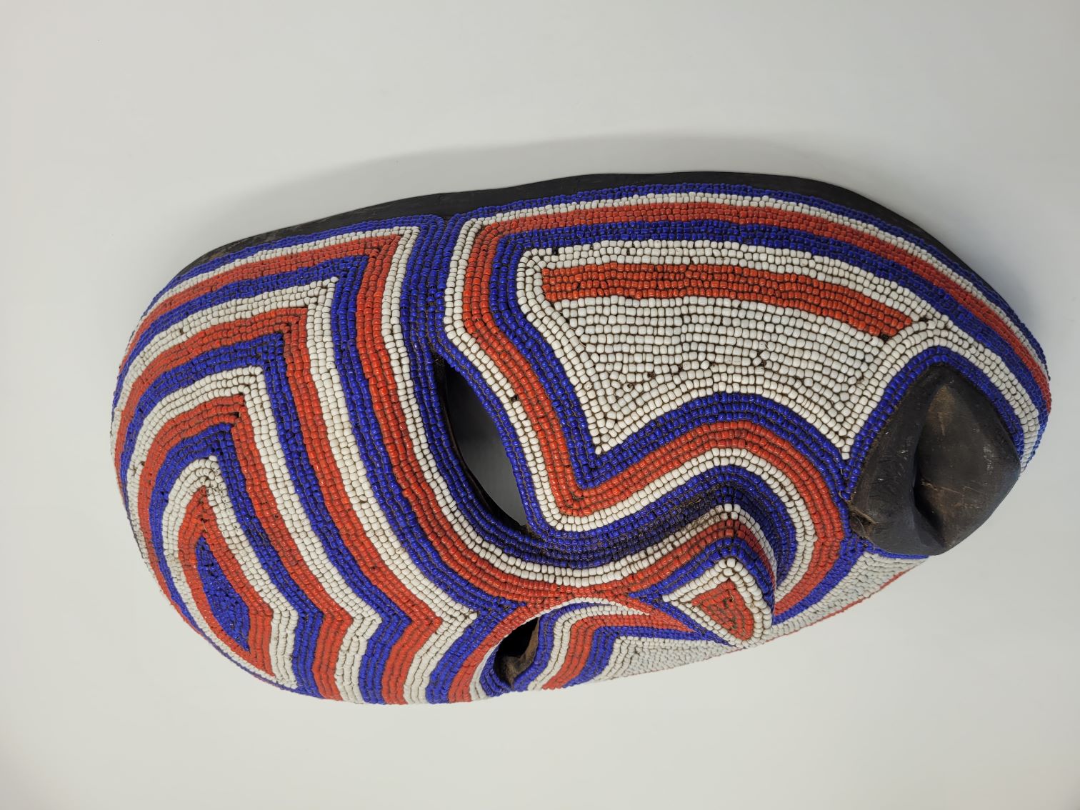 African Artwork, Hand Carved Beaded Luba Traditional Mask - Image 4