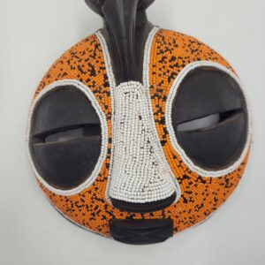 Abstract Art, Hand Carved Beaded Kifwebe Black Bird Mask From Luba People
