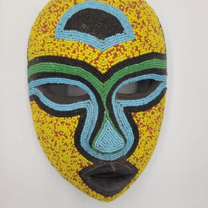 African Art, Hand Carved D. R. Congo Beaded Colorful Mask