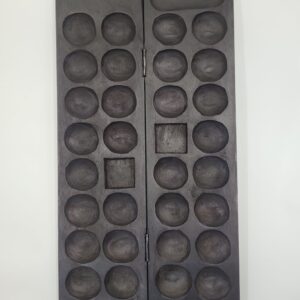 African Black Board Game, Bao Mancala With Wildlife Scene