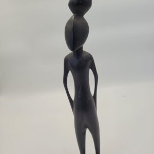 Impressive African Art, Makonde Woman Carrying A Calabash Carved Figure