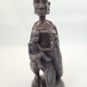 Abstract Maasai Carving, Hand Carved Woman And Child Sculpture Fine Art
