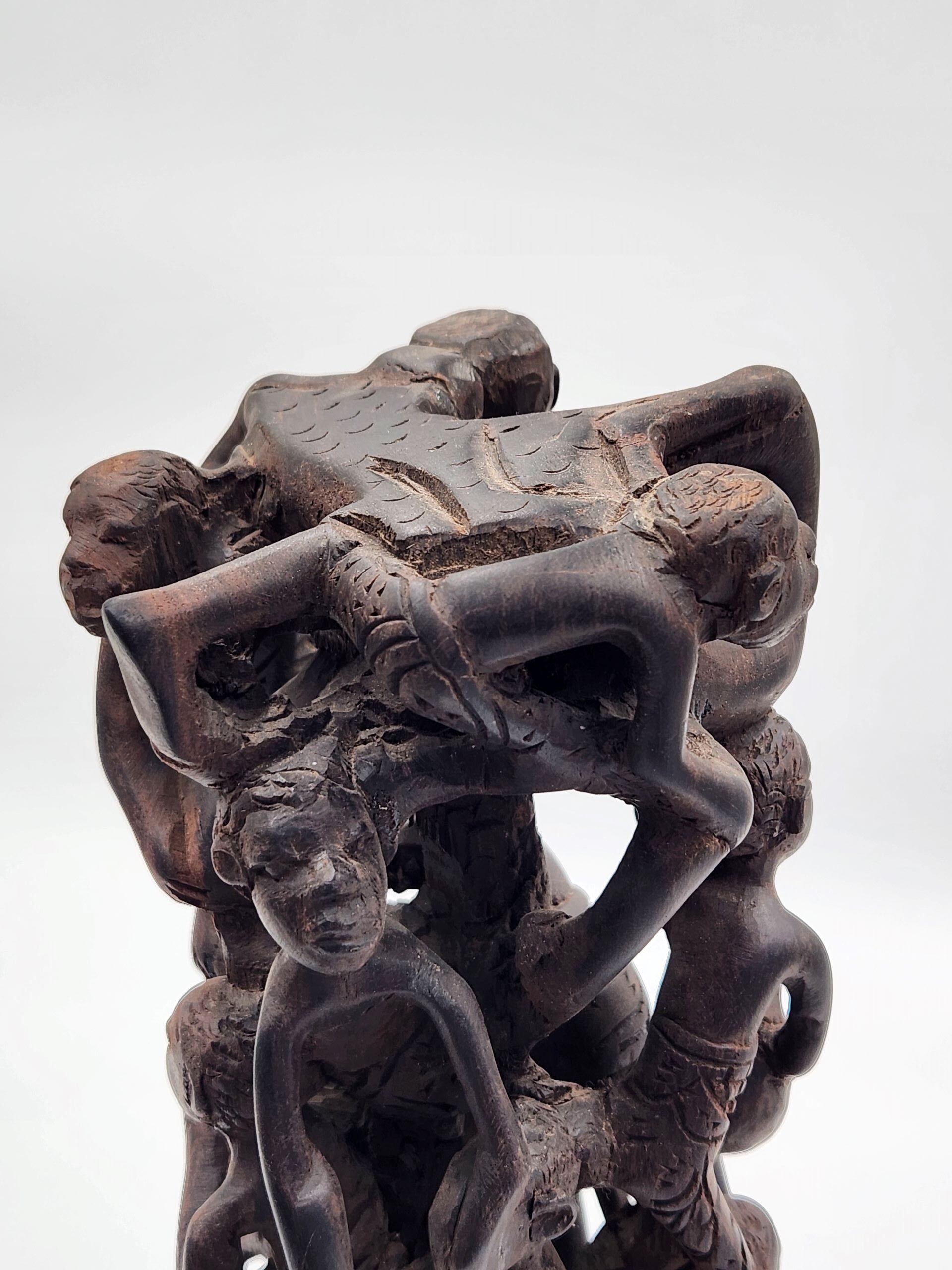 Makonde African Hand Carved Wooden Ujamaa Tree Of Life, Ebony Wood - Image 11