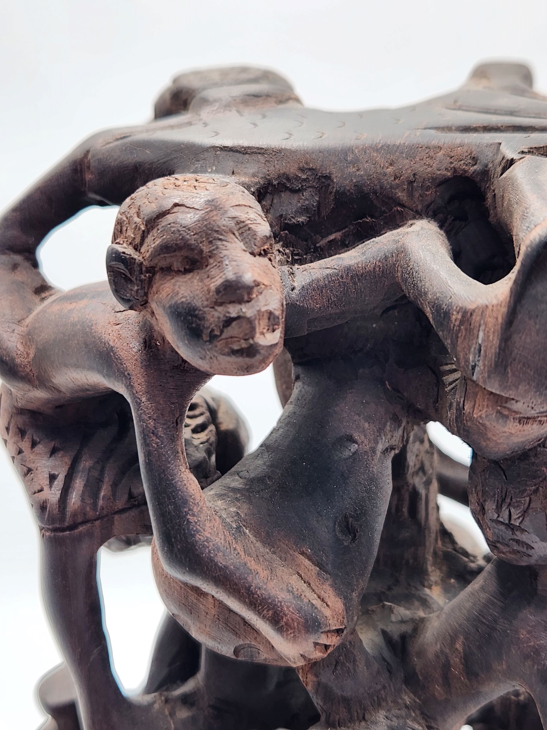 Makonde African Hand Carved Wooden Ujamaa Tree Of Life, Ebony Wood - Image 12