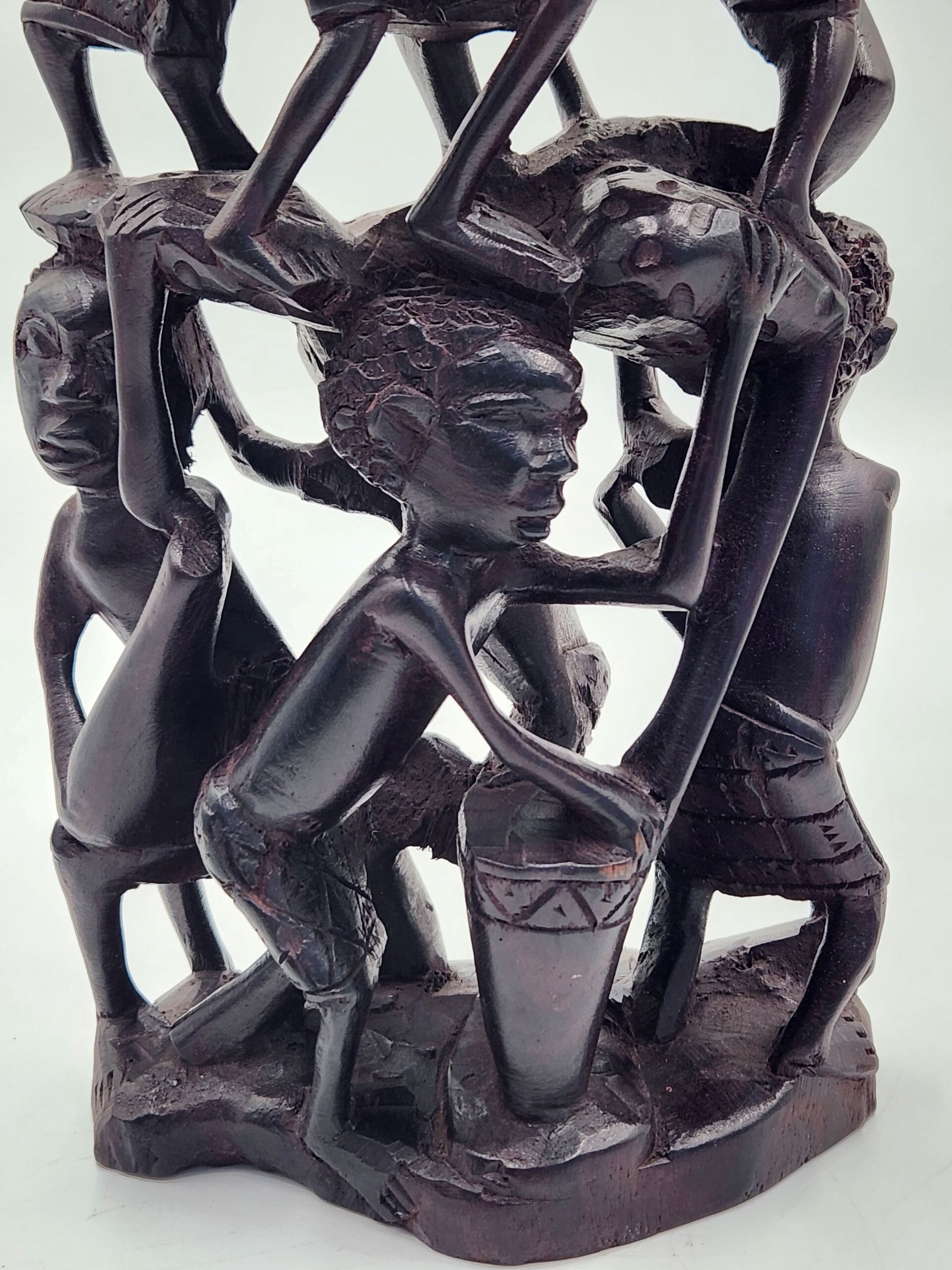 Makonde African Hand Carved Wooden Ujamaa Tree Of Life, Ebony Wood - Image 3