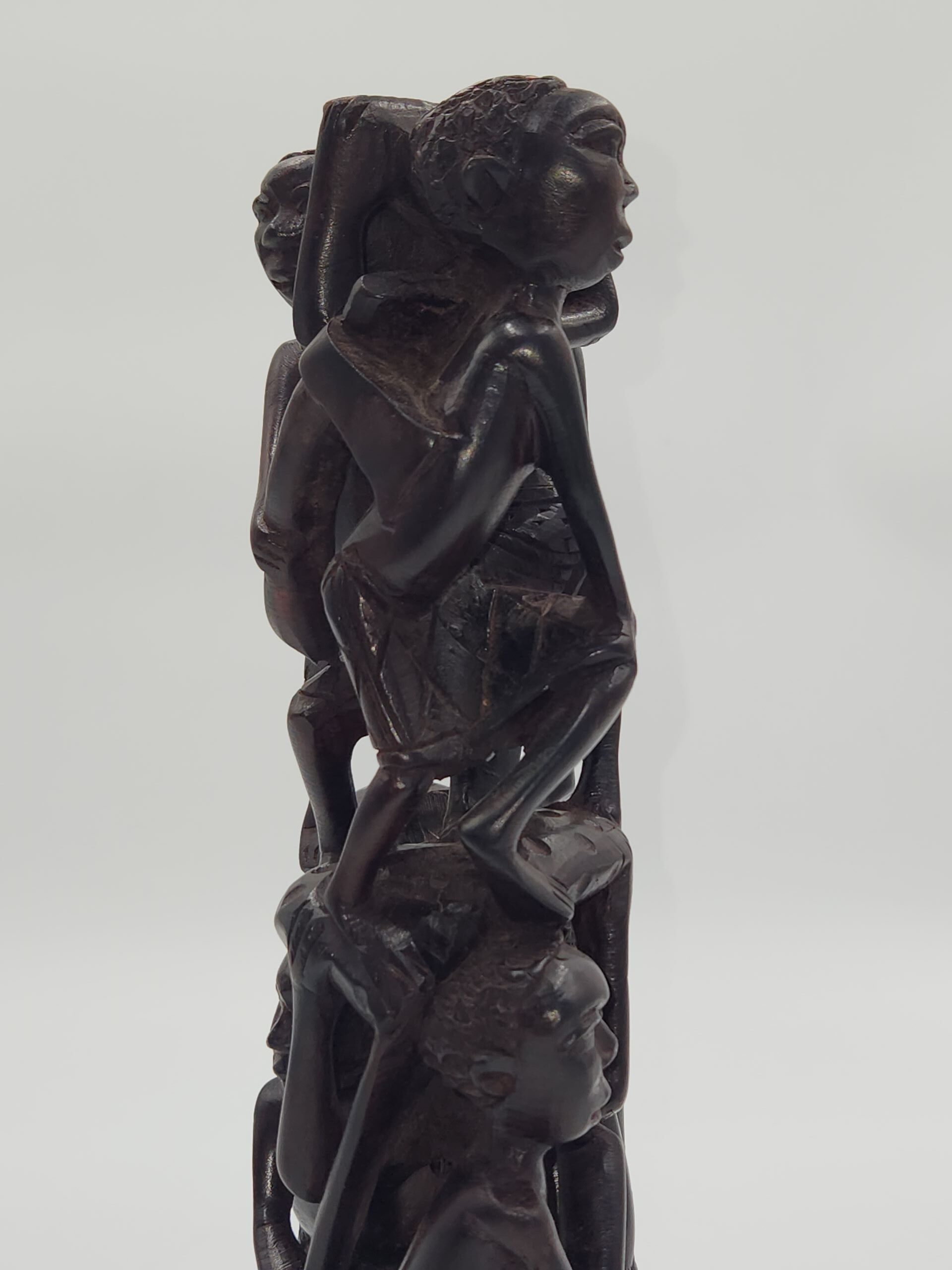 Makonde African Hand Carved Wooden Ujamaa Tree Of Life, Ebony Wood - Image 4