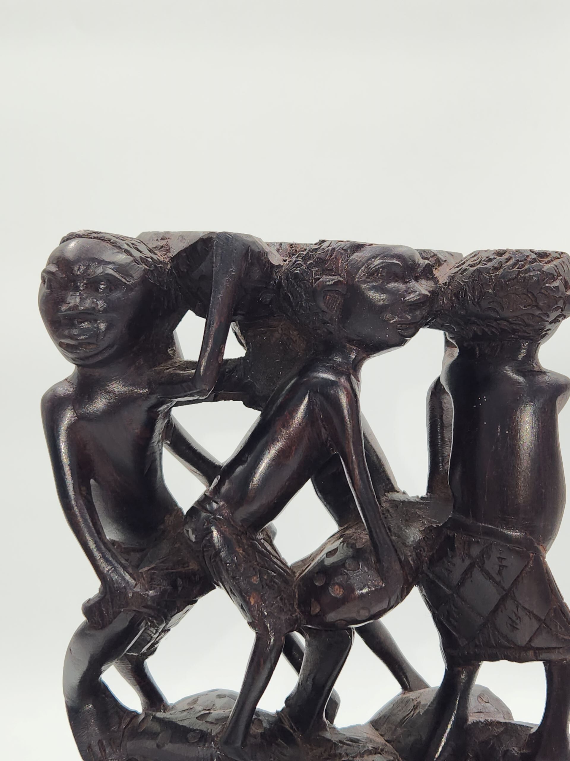 Makonde African Hand Carved Wooden Ujamaa Tree Of Life, Ebony Wood - Image 8