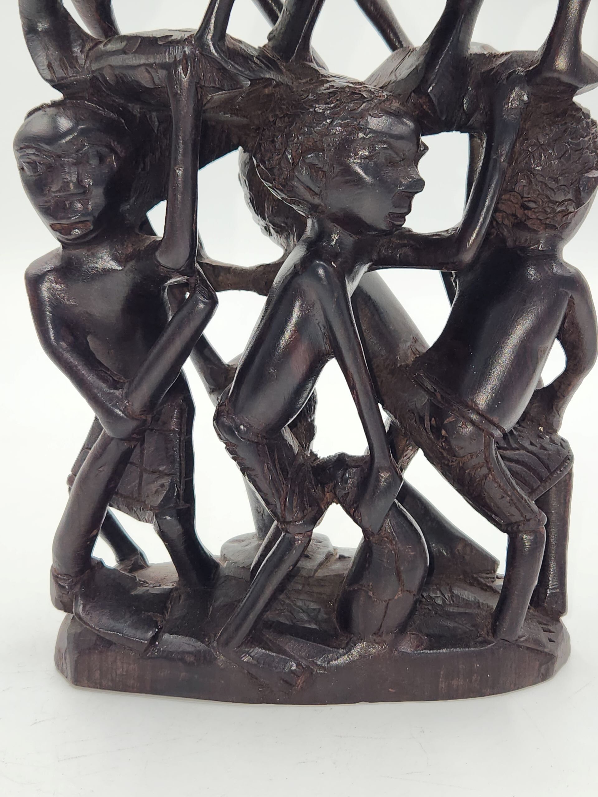 Makonde African Hand Carved Wooden Ujamaa Tree Of Life, Ebony Wood - Image 9