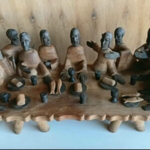 Unique Hand Carved Last Supper Sculpture Of Jesus And His Disciples, Ebony Wood